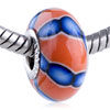 Blue Stripe Orange Polymer Clay European  Beads 