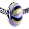 Lavender Black And Yellow Stripe Polymer Clay European Beads