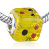 Yellow Dice Shaped European Beads