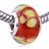 Yellow Dots Flower  Red  European Beads