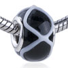 Black White Texture Gridlines Murano Glass European Beads
