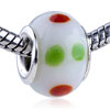 Vivid Red And Green Dots Murano Glass European Beads