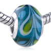 White And Yellow Seaweed Murano Glass European Beads