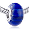 Deep Blue Stripes  Murano   Glass  European Beads