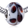Brown Dots White Murano  Glass  European Beads