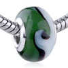 Green And White Murano  Glass  European Beads