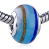 Blue And Golden Stripes Murano Glass European Beads