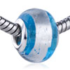 Silver Foil Band Blue Murano Glass European Beads