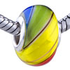 Yellow And Green Spiral Stripe Lampwork Murano Glass Beads Charms Bracelets