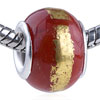 Glossy Golden Circle Murano Glass European Beads