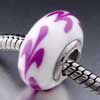 European Beads - White With Pink European Beads