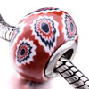 European Beads - Deep Red With White Murano Glass European Beads