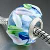 European Beads - Blue With Leaf Shape Murano Glass European Beads