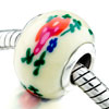European Beads - Red Flower With Green Leaf European Beads