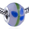 Green Bamboo And Blue Leaf Murano  Glass  European Beads