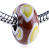 White And Yellow  Circles  Polymer Clay European Beads