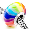 Rainbow Color Stripes Polymer Clay Murano Glass Fit All Brands Beads Charms Bracelets