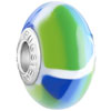 Green And Blue Patch Polymer Clay European Beads