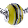 White And Brown Circle Murano Glass European Beads GB_KS6