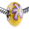 White And  Purple  Handpaint  Flower  Polymer Clay European Beads