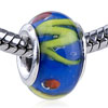 Yellow Letter W Translucent Murano Glass European Beads