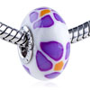  Purple  And Orange Flowers Polymer Clay European  Beads 