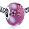 Flower And Swirl Pink Polymer Clay European  Beads 