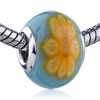 Yellow Butterfly Flower Blue Polymer Clay European Beads