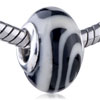 Black Swirl Stripe White Polymer Clay European Beads