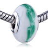 Turquoise Leaf Band White Polymer Clay European Beads