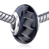 White Spiral Band Black Polymer Clay European  Beads 