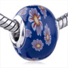 Orange Flower Blue Polymer Clay European  Beads 