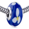 White Clover Blue Polymer Clay European  Beads 