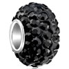 Gorgeous Black Rhinestone Sterling Silver Solid Core Beads Charms Bracelet...