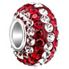 Gorgeous White And Red Crystal Sterling Silver Solid Core Beads Charms Bra...