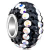 Black And White Crystal Sterling Silver Solid Core Fit All Brands Murano G...