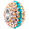 Gorgeous Topaz With White And Blue Crystal Sterling Silver Solid Core Bead...