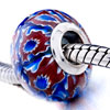 Red With Blue Flower Style Pandora Murano Glass Beads