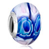 Pale Blue And White Flower With Pink Pistil Style Pandora Murano Glass Beads