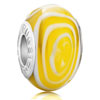 White Circle In Topaz Yellow Fit All Brands Murano Glass Beads Charms Brac...