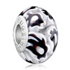 Gorgeous White And Black Flower All Brands Murano Glass Beads Charms Brace...