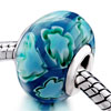 Pugster Blue Flowers Murano Glass European Beads