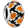 Black With Yellow And Orange Flower Blossoms All Brands Murano Glass Beads...