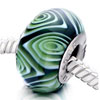 Black With Pale Green Circle Rose All Brands Murano Glass Beads Charms Bra...