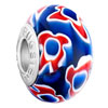 Deep Blue With Red And White Flower All Brands Murano Glass Beads Charms B...