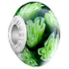 Deep Green With White Flowers All Brands Murano Glass Beads Charms Bracelets
