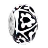 Black With White Flower Slim Millefiori Sterling Silver Solid Core Murano ...