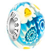 Beautiful Light Blue And White  Flower  925 Sterling Silver Murano  ... 