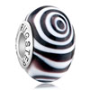 Black Circle Style Gorgeous Slim Millefiori Sterling Silver Solid Core Murano Glass Pandora Beads