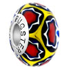 Blue With Yellow Patter White And Red  Flower  925 Sterling Silver  ... 